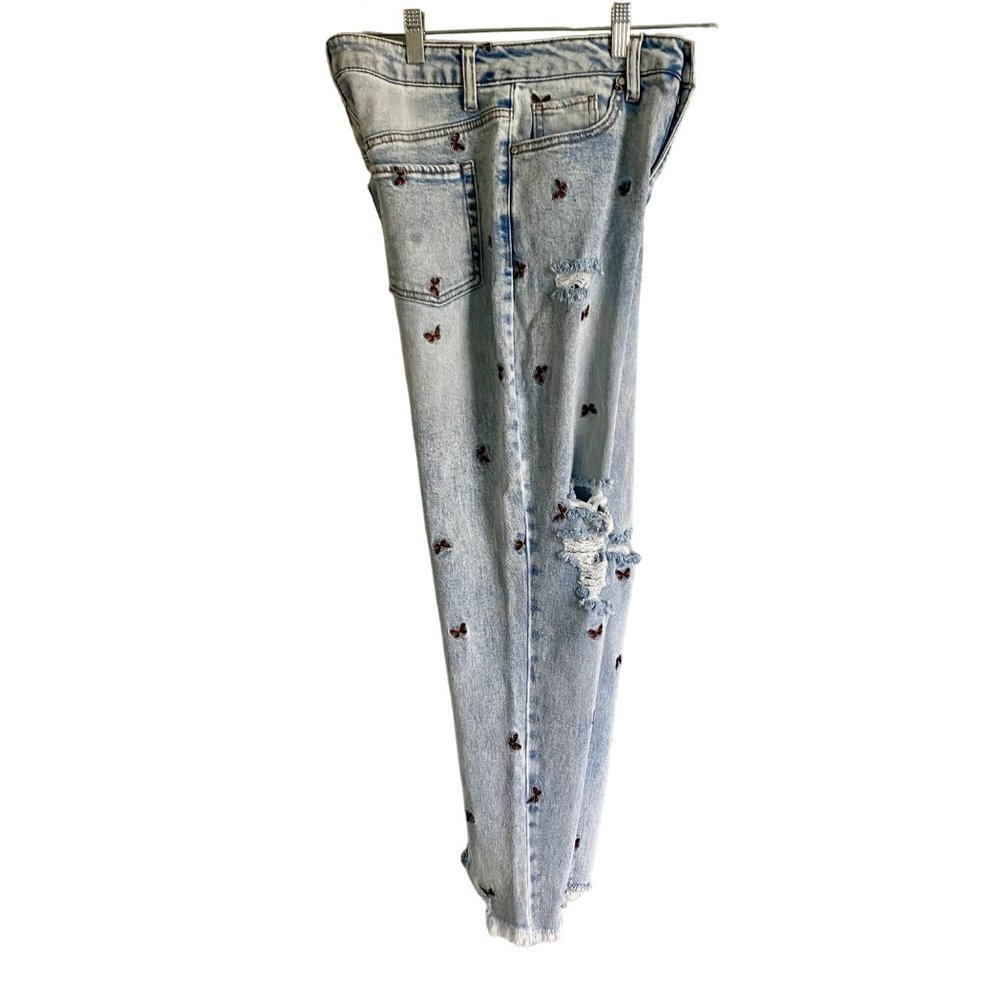 Tinseltown Distressed High Rise Jeans With Butterflies Size 7 NEW NWT - Picture 4 of 8